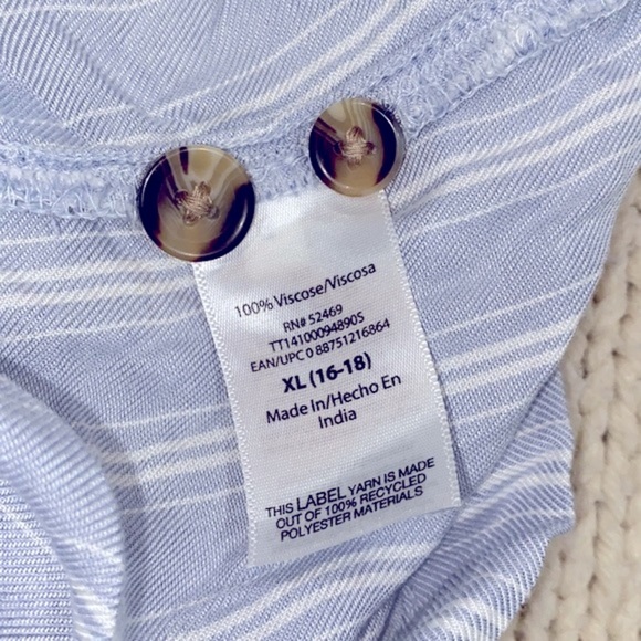 Time and Tru blue striped shirt dress size XLarge new with tags - Picture 7 of 8